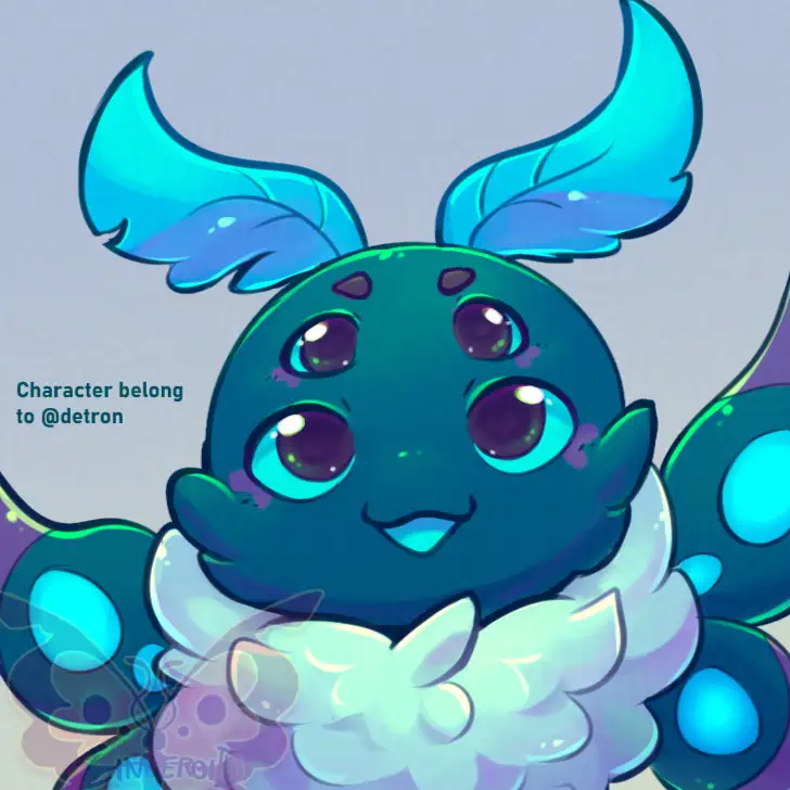 An adorable blue moth cutie.