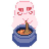 Sprite of Lorenzo forcing Japes into a cooking pot.