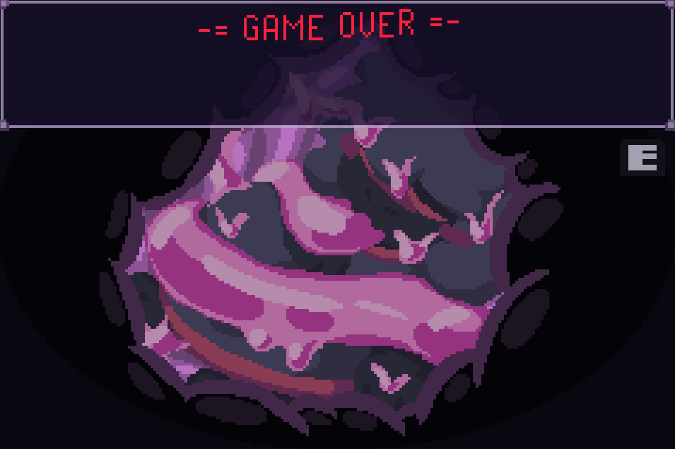 An in-game image showing a new Game Over screen with Japes stuck in a stomach and wrapped up by a sticky tongue like thing and entering his mouth.