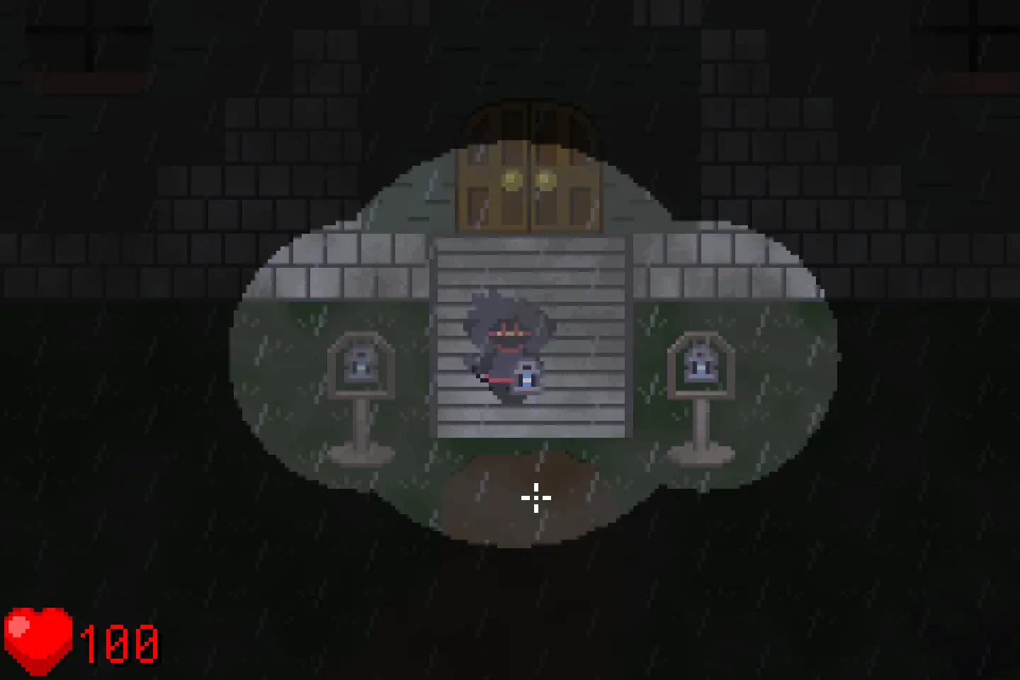 An image of in-game, showing Japes standing outside of the Mansion he gets trapped inside of when he enters in-game.